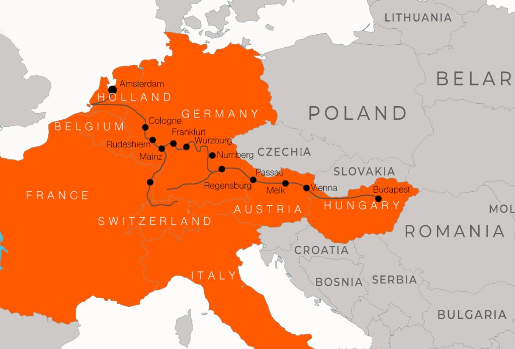 Amsterdam to Budapest Map