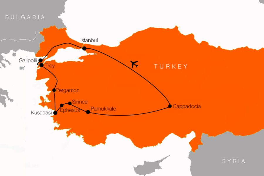 10 Day Treasures of Turkey Map