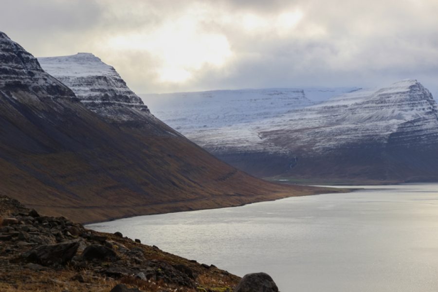 Scenic view of Westfjords in Iceland with a winding road