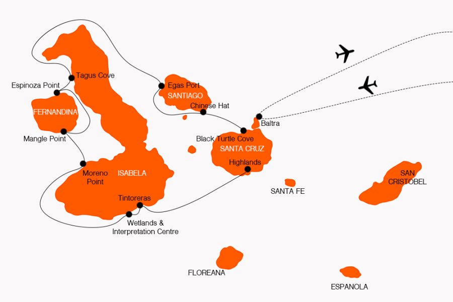 9 day Galapagos cruise MAP