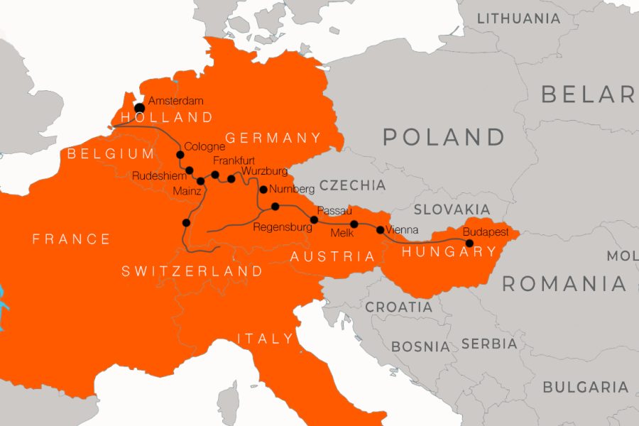 Amsterdam to Budapest Map