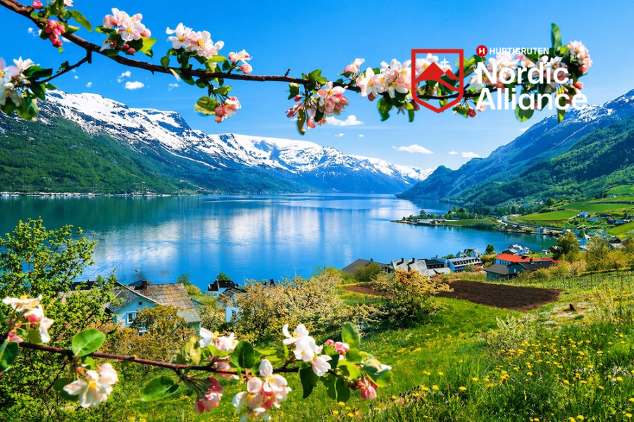 Hurtigruten - Fjord in Spring with Nordic Alliance Logo