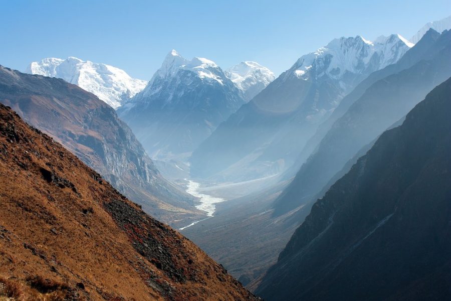 Beautiful view of Langtang valley - mountains in Nepal