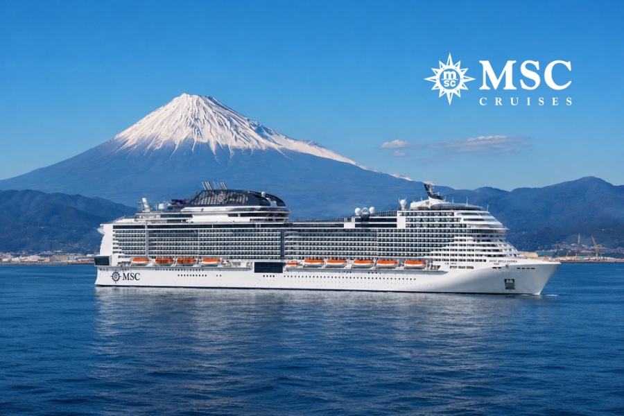 MSC Japan - MSC Bellisima and Mt Fuji with Logo