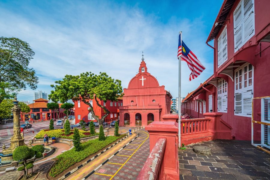 The oriental red building in Dutch Square, Melaka, Malacca, Malaysia