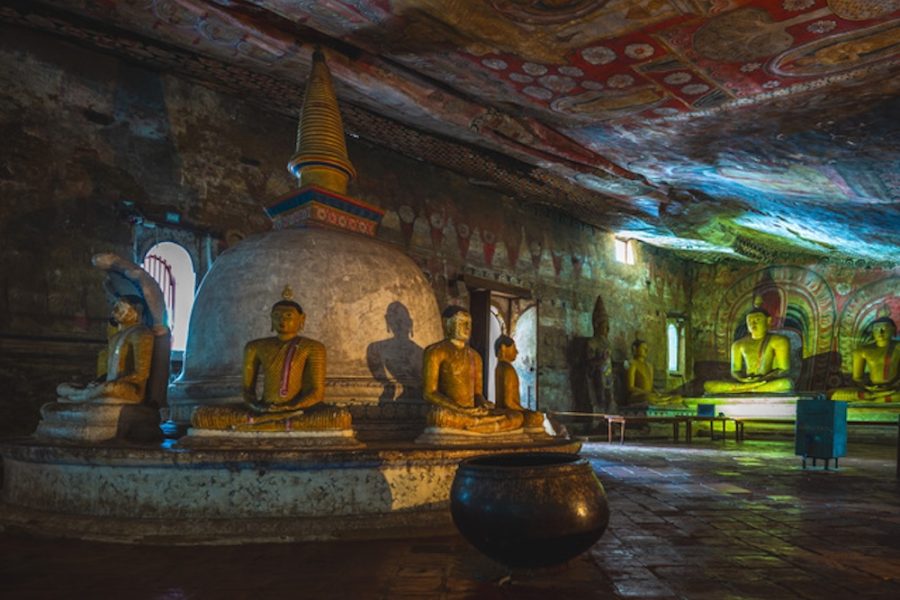 UNESCO World Heritage Site Dambulla cave temple, aka Golden Temple of Dambulla, in Sri Lanka.