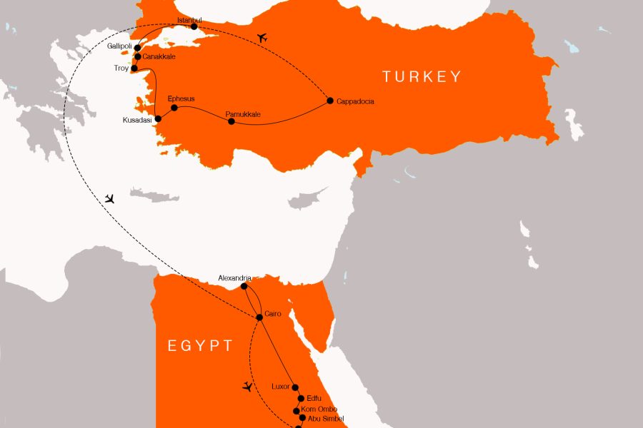 TURKEY EGYPT TOUR MAP